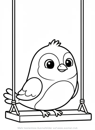 Vogel auf Schaukel Ausmalbild