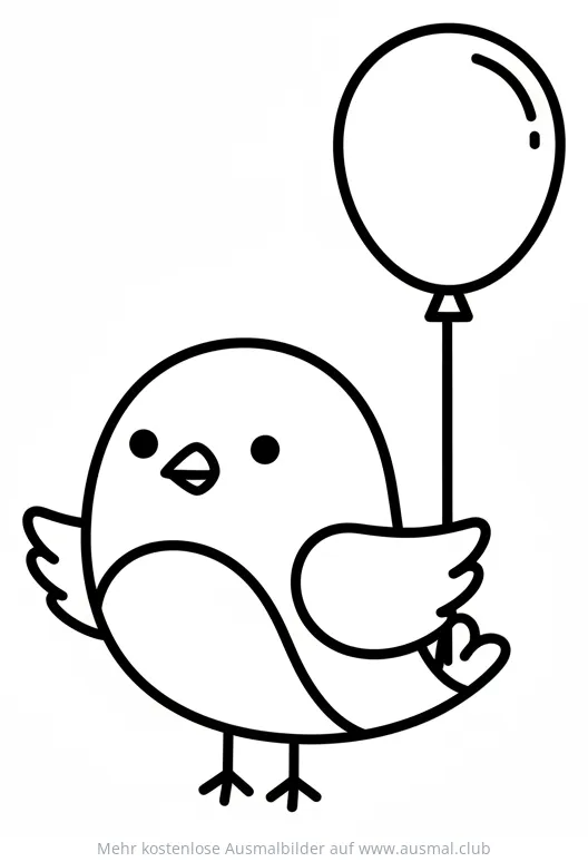 Vogel hält Ballon Ausmalbild