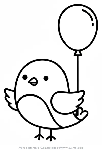 Vogel hält Ballon Ausmalbild