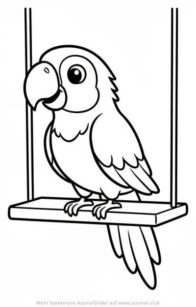 Papagei auf Schaukel Ausmalbild