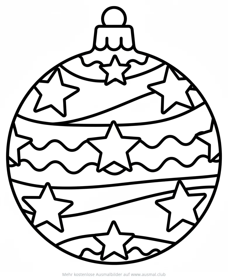 Christbaumkugel mit Sternen Ausmalbild