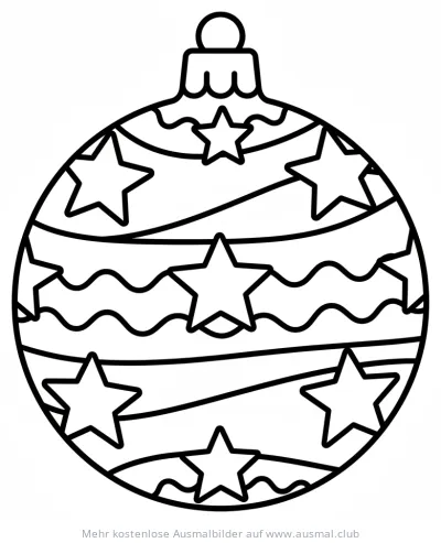 Christbaumkugel mit Sternen Ausmalbild
