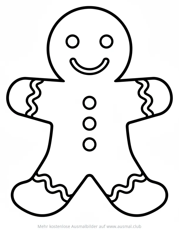 Lebkuchenmann Ausmalbild mit Knöpfen