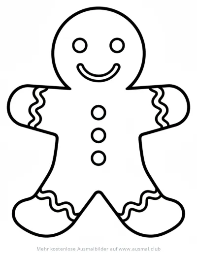 Lebkuchenmann Ausmalbild mit Knöpfen