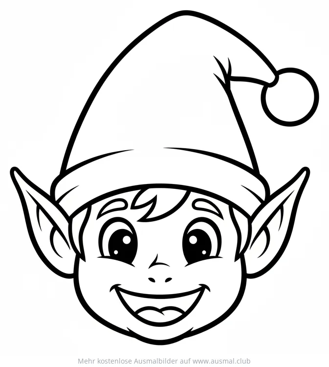 Lachender Elf mit Zipfelmütze Ausmalbild