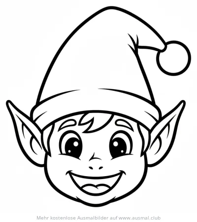Lachender Elf mit Zipfelmütze Ausmalbild