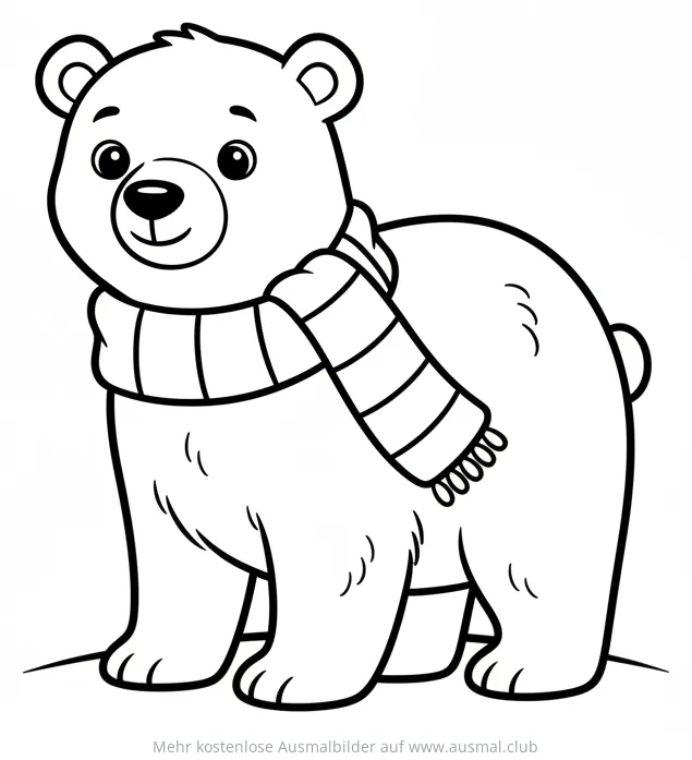 Eisbär mit Schal Ausmalbild