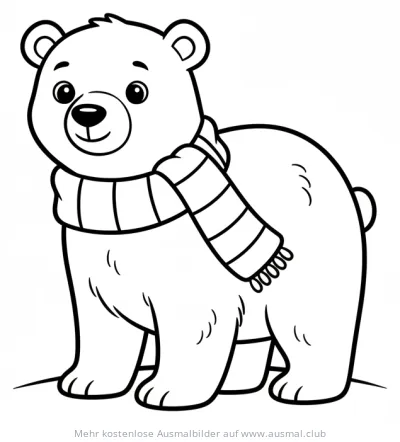Eisbär mit Schal Ausmalbild