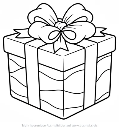 Geschenkpaket mit Schleife Ausmalbild