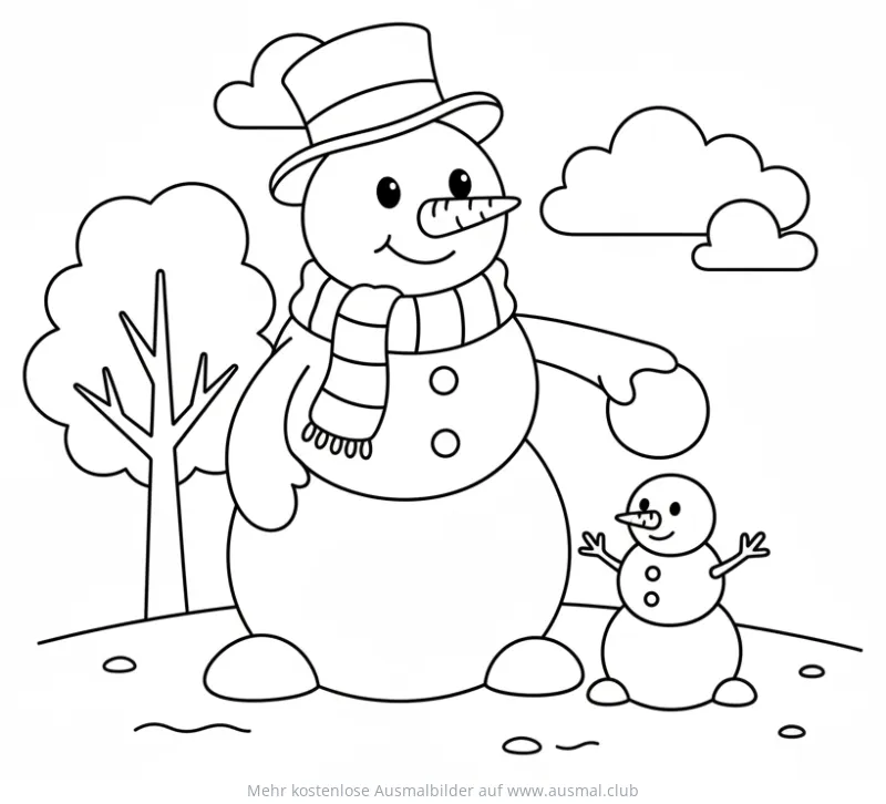 Schneemann Familie Ausmalbild