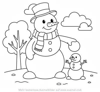 Schneemann Familie Ausmalbild
