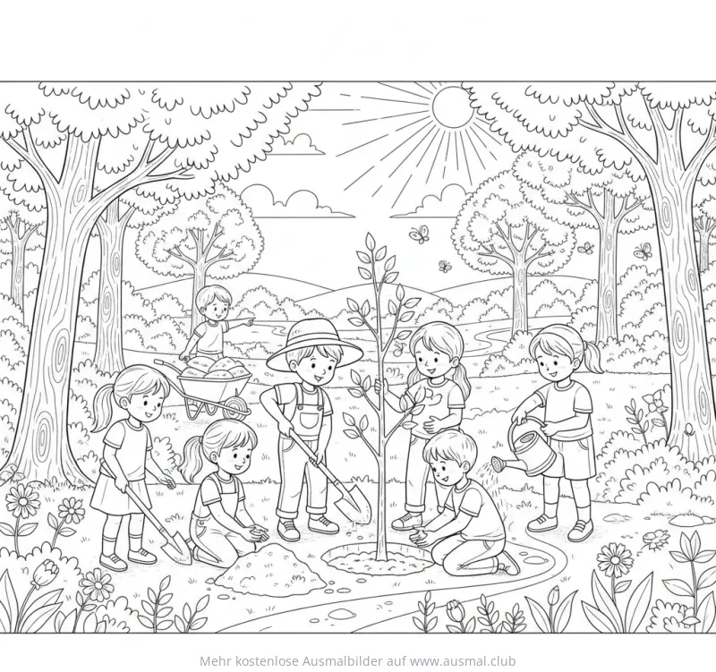 Kinder Pflanzen Baum Ausmalbild