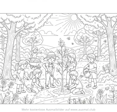 Kinder Pflanzen Baum Ausmalbild