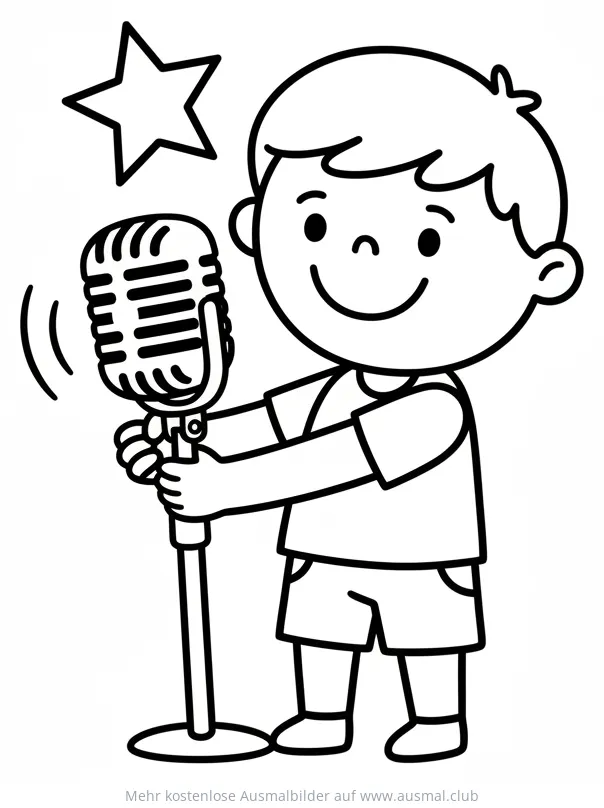 Kind singt am Mikrofon Ausmalbild