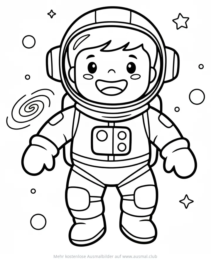 Freundlicher Astronaut im Raumanzug Ausmalbild