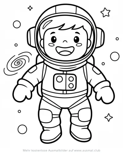 Freundlicher Astronaut im Raumanzug Ausmalbild
