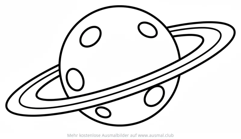 Saturn Ausmalbild mit Ringen