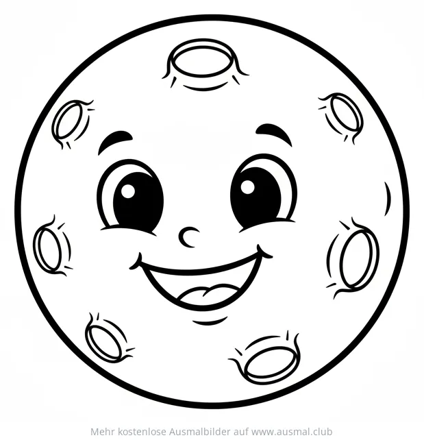 Lustiger Mond mit Gesicht Ausmalbild