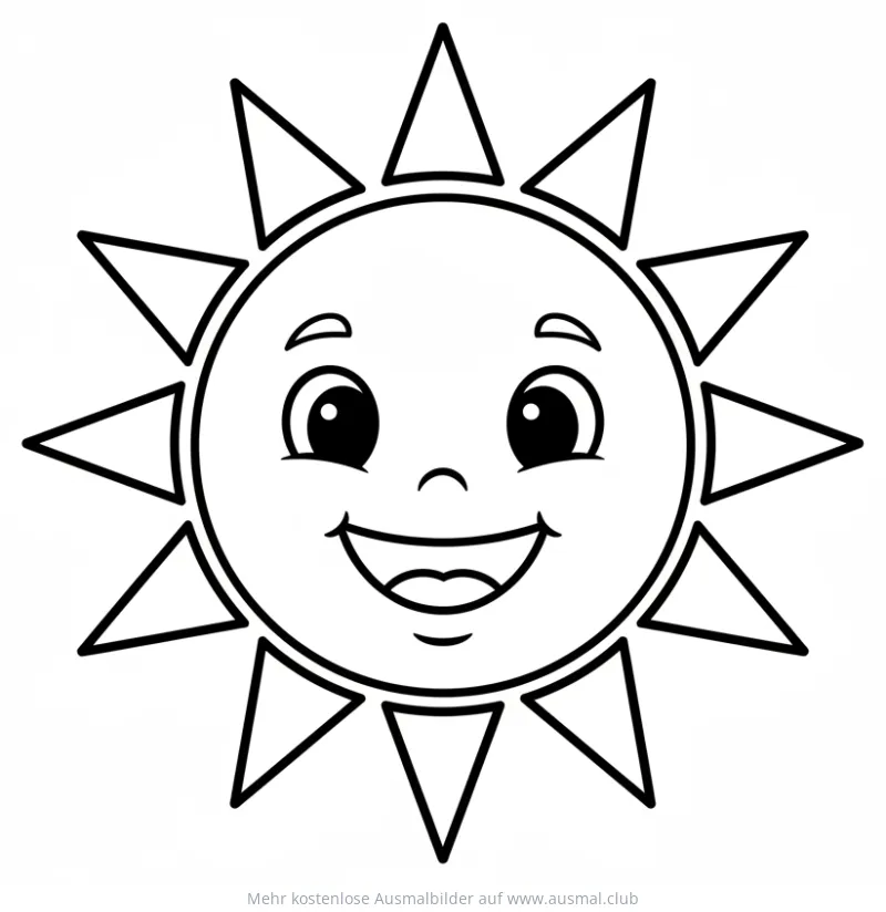 Freundliche Sonne mit Gesicht Ausmalbild