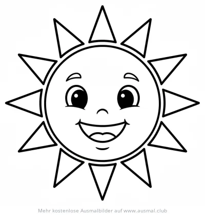 Freundliche Sonne mit Gesicht Ausmalbild