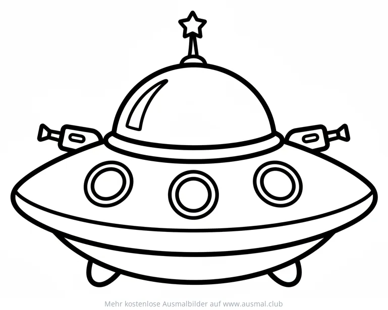 Raumschiff Ausmalbild mit Stern auf der Kuppel