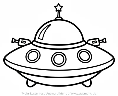 Raumschiff Ausmalbild mit Stern auf der Kuppel