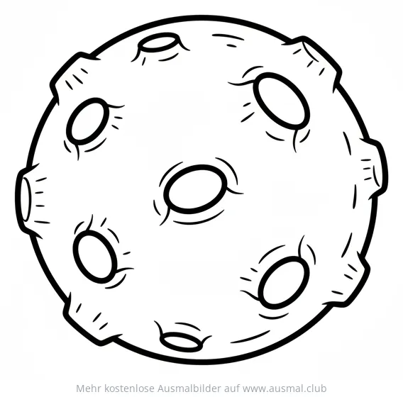 Kraterplanet Ausmalbild mit vielen Einschlagkratern
