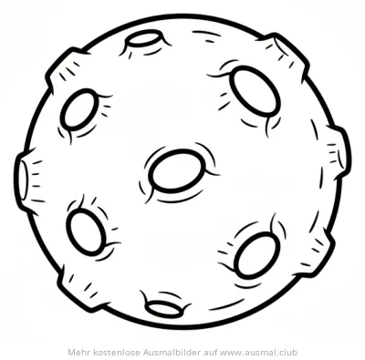 Kraterplanet Ausmalbild mit vielen Einschlagkratern