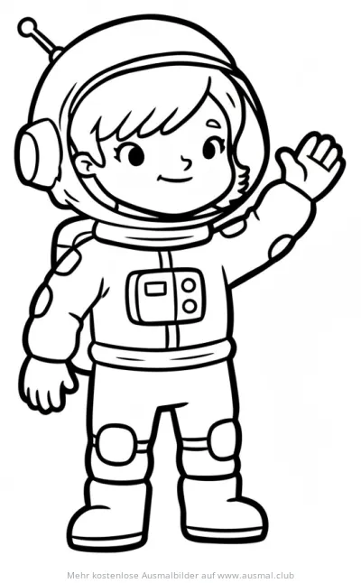 Freundliche Astronautin im Raumanzug Ausmalbild