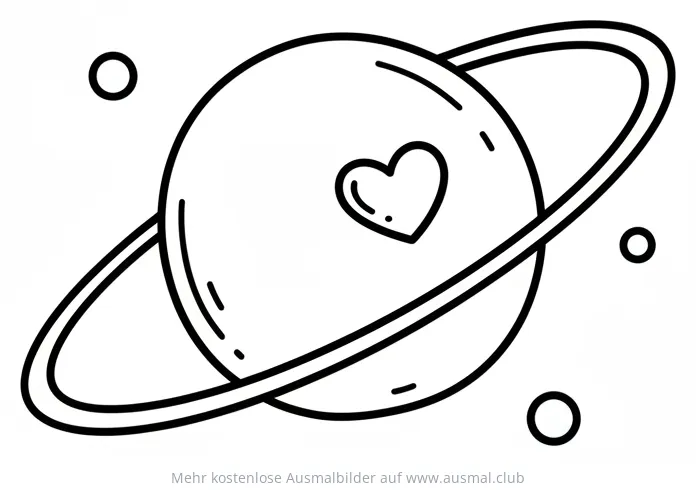 Pluto mit Herz und Ringsystem Ausmalbild