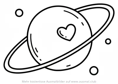Pluto mit Herz und Ringsystem Ausmalbild