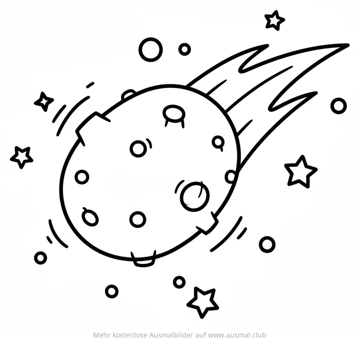 Asteroid mit Schweif und Sternen Ausmalbild
