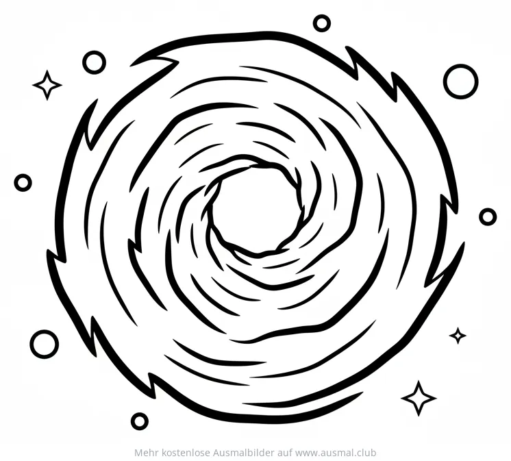 Wurmloch mit Sternen und Planeten Ausmalbild