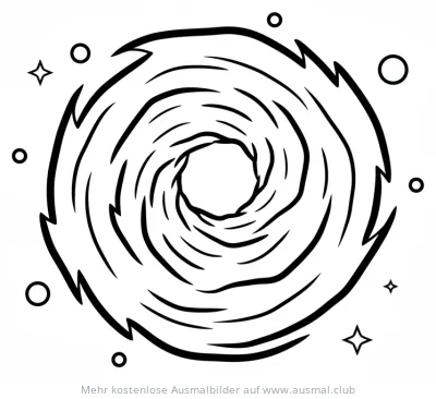 Wurmloch mit Sternen und Planeten Ausmalbild