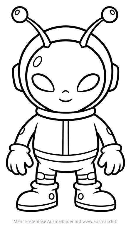 Freundlicher Marsianer im Astronautenanzug Ausmalbild