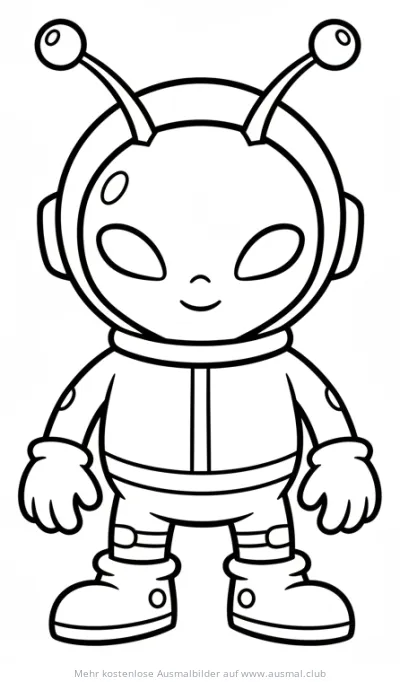 Freundlicher Marsianer im Astronautenanzug Ausmalbild
