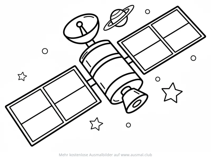 Hubble Weltraumteleskop Ausmalbild mit Sternen und Planet