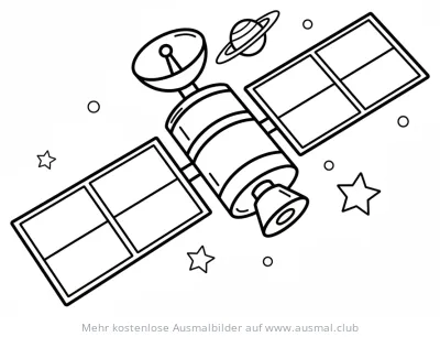 Hubble Weltraumteleskop Ausmalbild mit Sternen und Planet