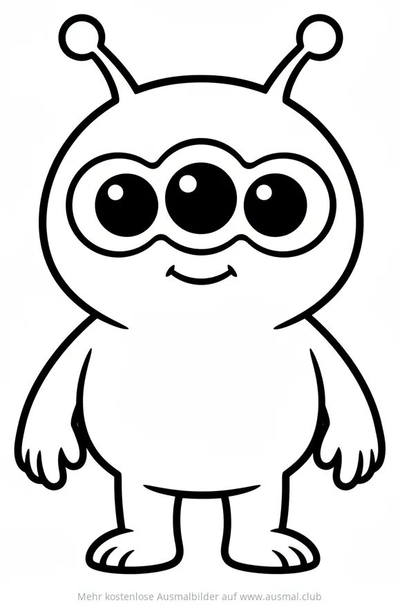 Drei-Augen-Alien Ausmalbild
