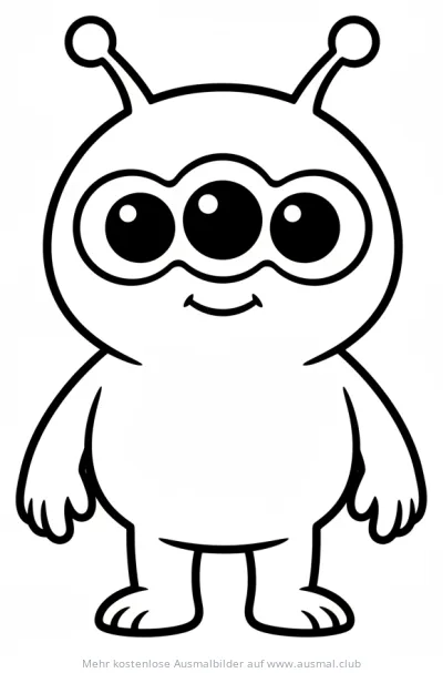 Drei-Augen-Alien Ausmalbild