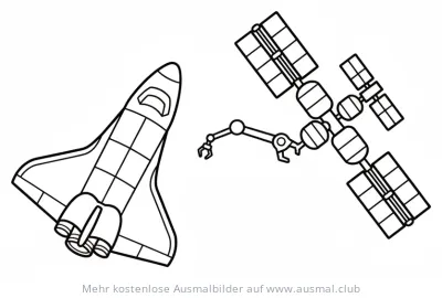 Raumschiff dockt an ISS Ausmalbild
