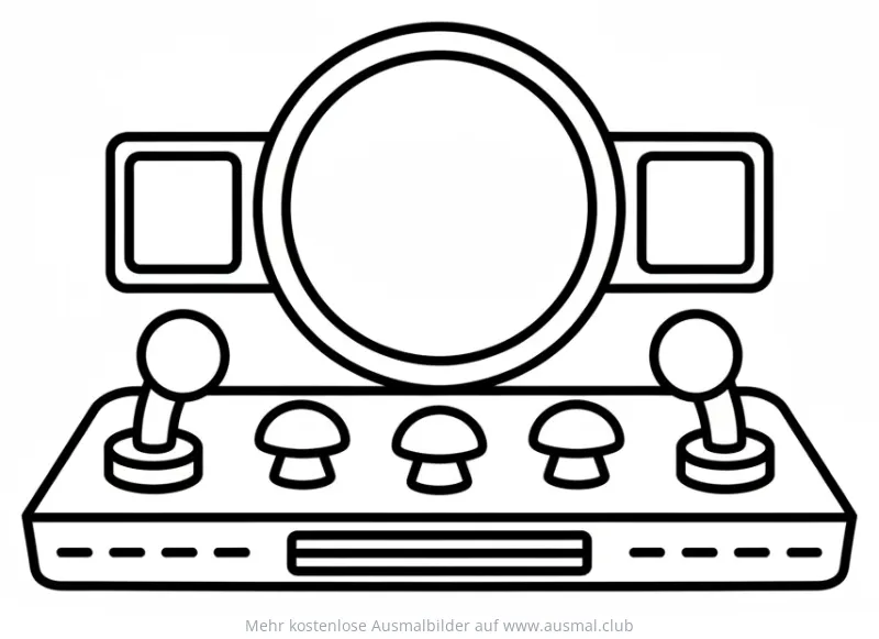 Raumschiff Panel Ausmalbild mit Knöpfen, Joysticks und Bildschirmen