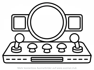 Raumschiff Panel Ausmalbild mit Knöpfen, Joysticks und Bildschirmen