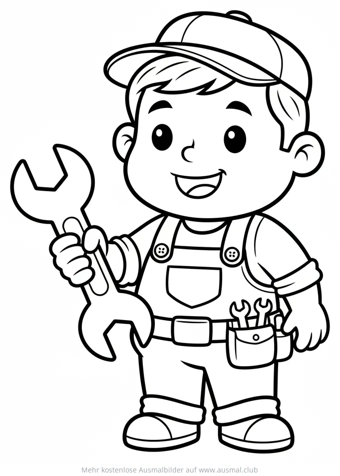 Handwerker mit Schraubenschlüssel Ausmalbild