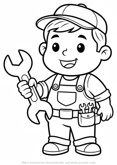 Handwerker mit Schraubenschlüssel Ausmalbild