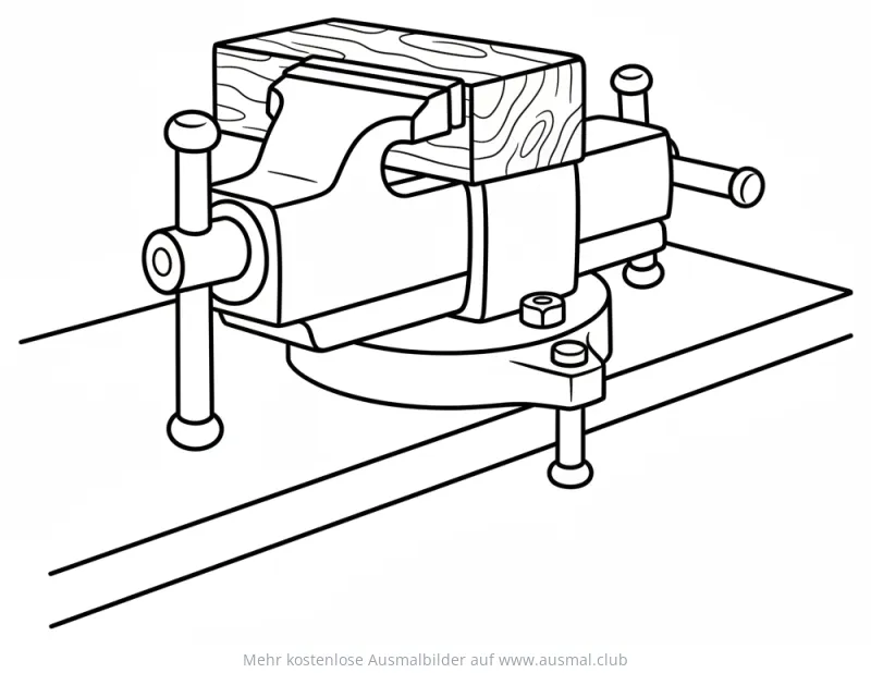 Schraubstock Ausmalbild auf Werkbank