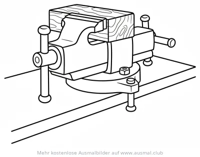 Schraubstock Ausmalbild auf Werkbank