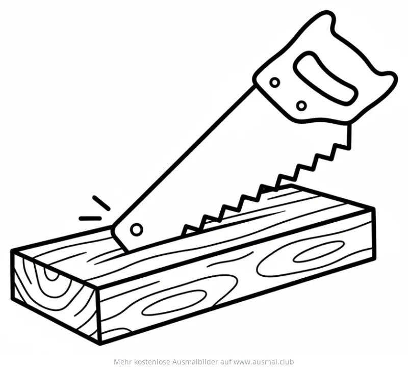 Säge schneidet Holz Ausmalbild
