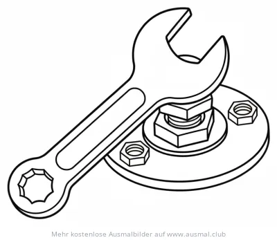 Schraubenschlüssel auf Muttern Ausmalbild