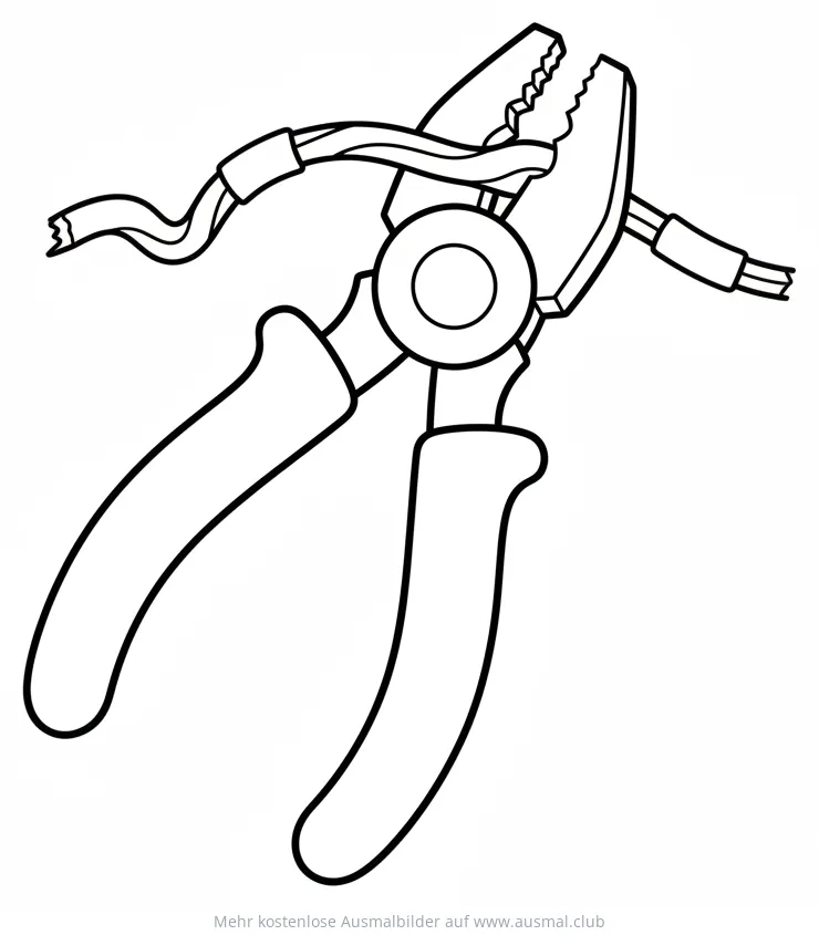 Zange Ausmalbild mit Kabel